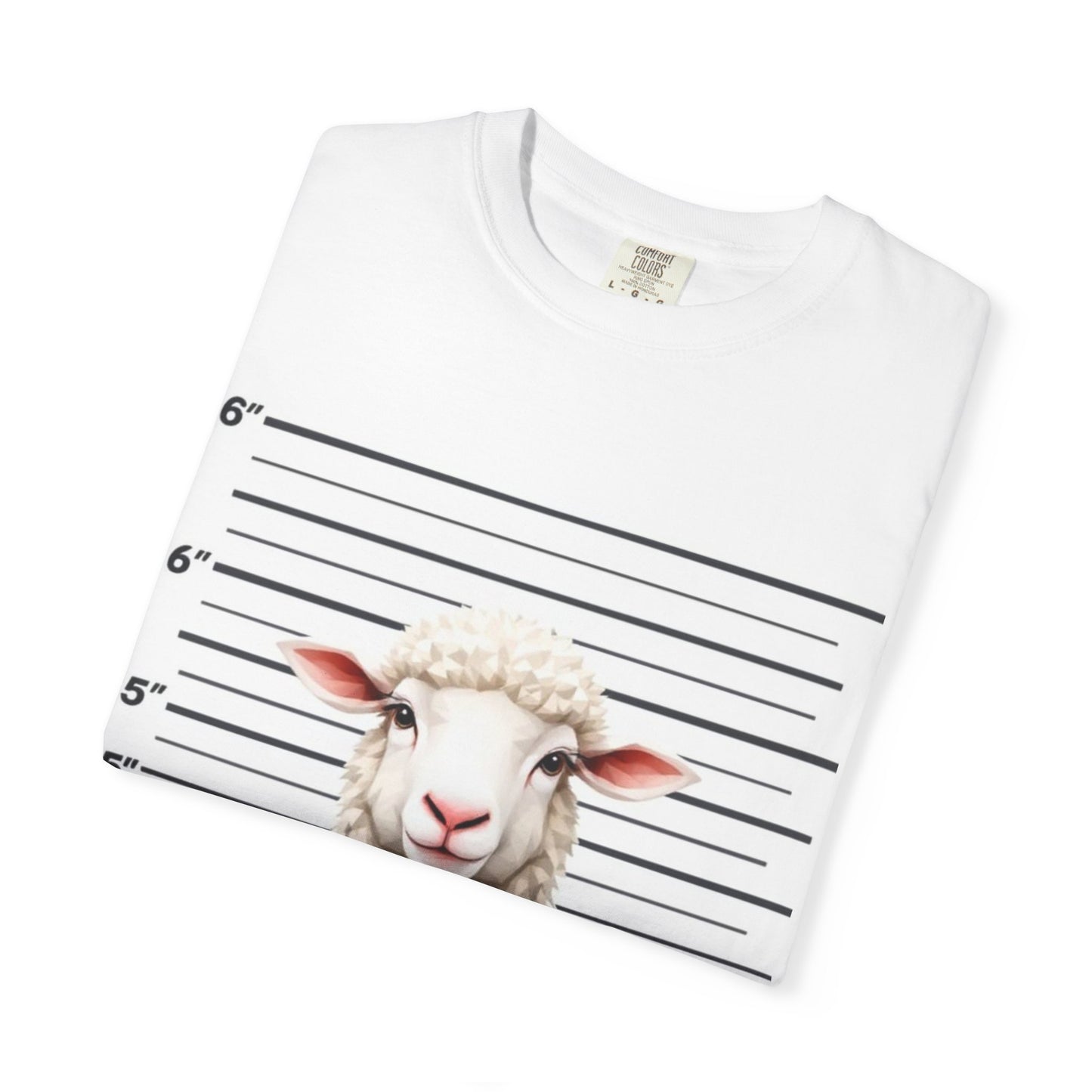 Funny Christian Tee – “Found 100” Sheep Graphic on Vintage-Dyed Cotton