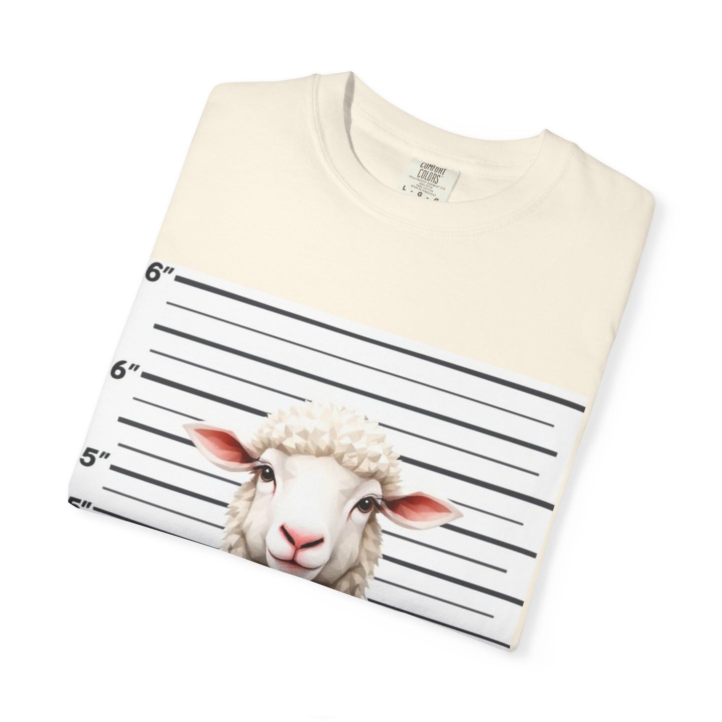 Funny Christian Tee – “Found 100” Sheep Graphic on Vintage-Dyed Cotton