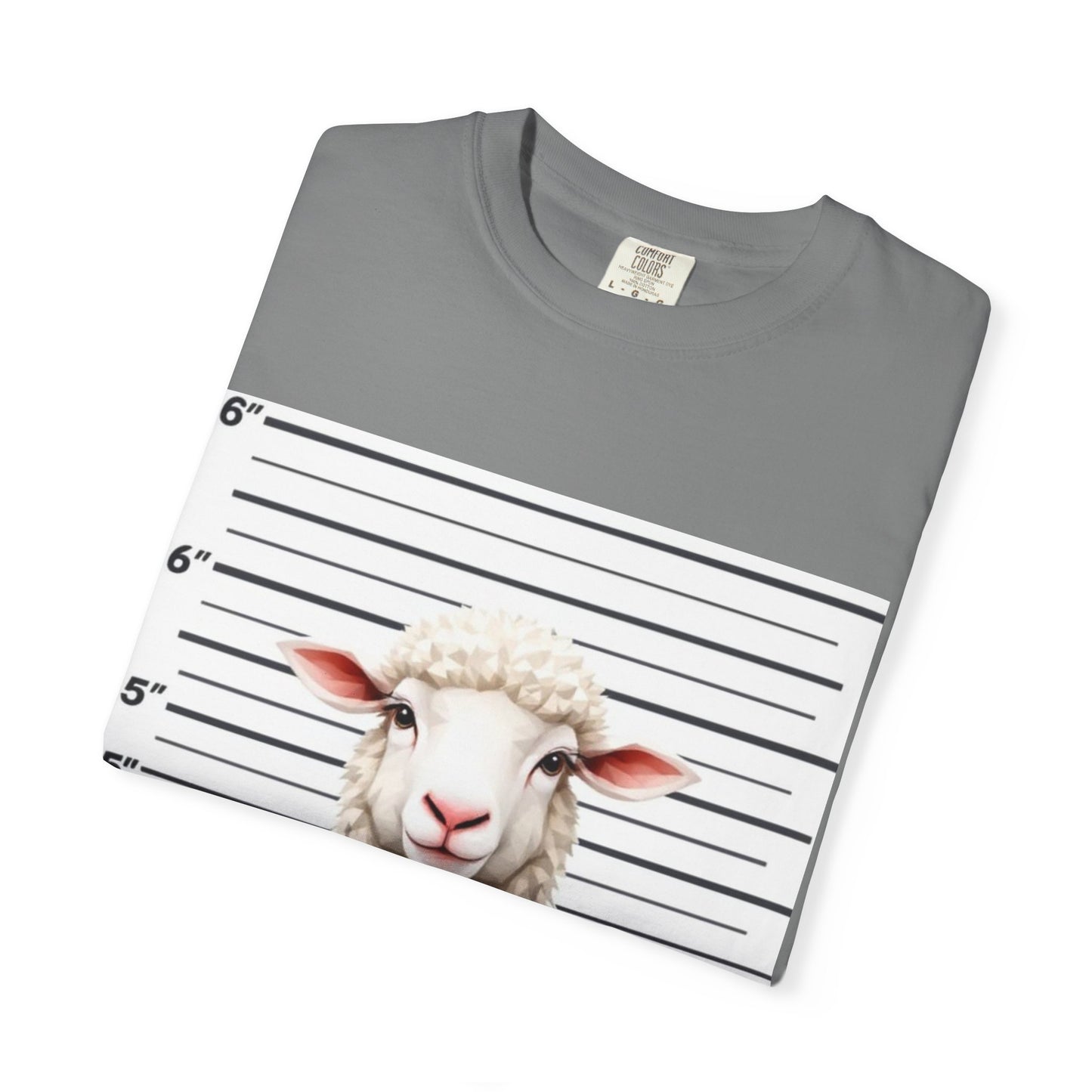 Funny Christian Tee – “Found 100” Sheep Graphic on Vintage-Dyed Cotton