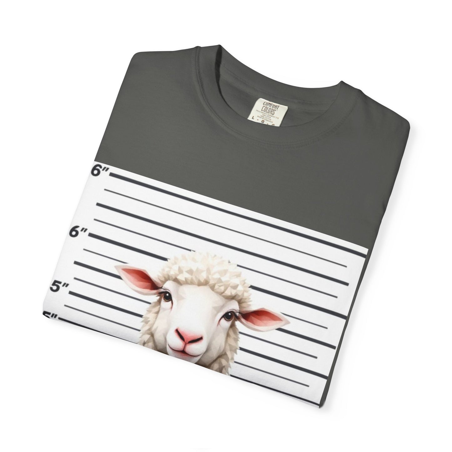 Funny Christian Tee – “Found 100” Sheep Graphic on Vintage-Dyed Cotton