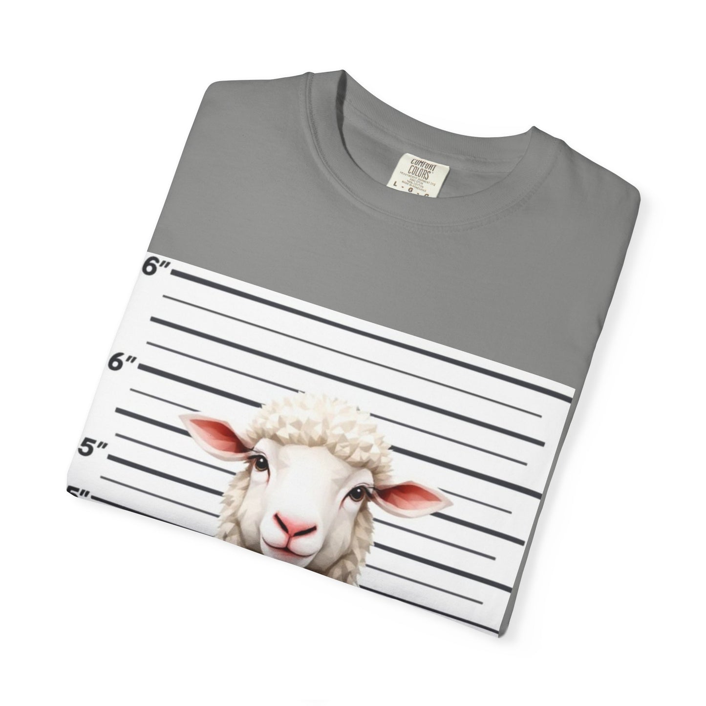 Funny Christian Tee – “Found 100” Sheep Graphic on Vintage-Dyed Cotton