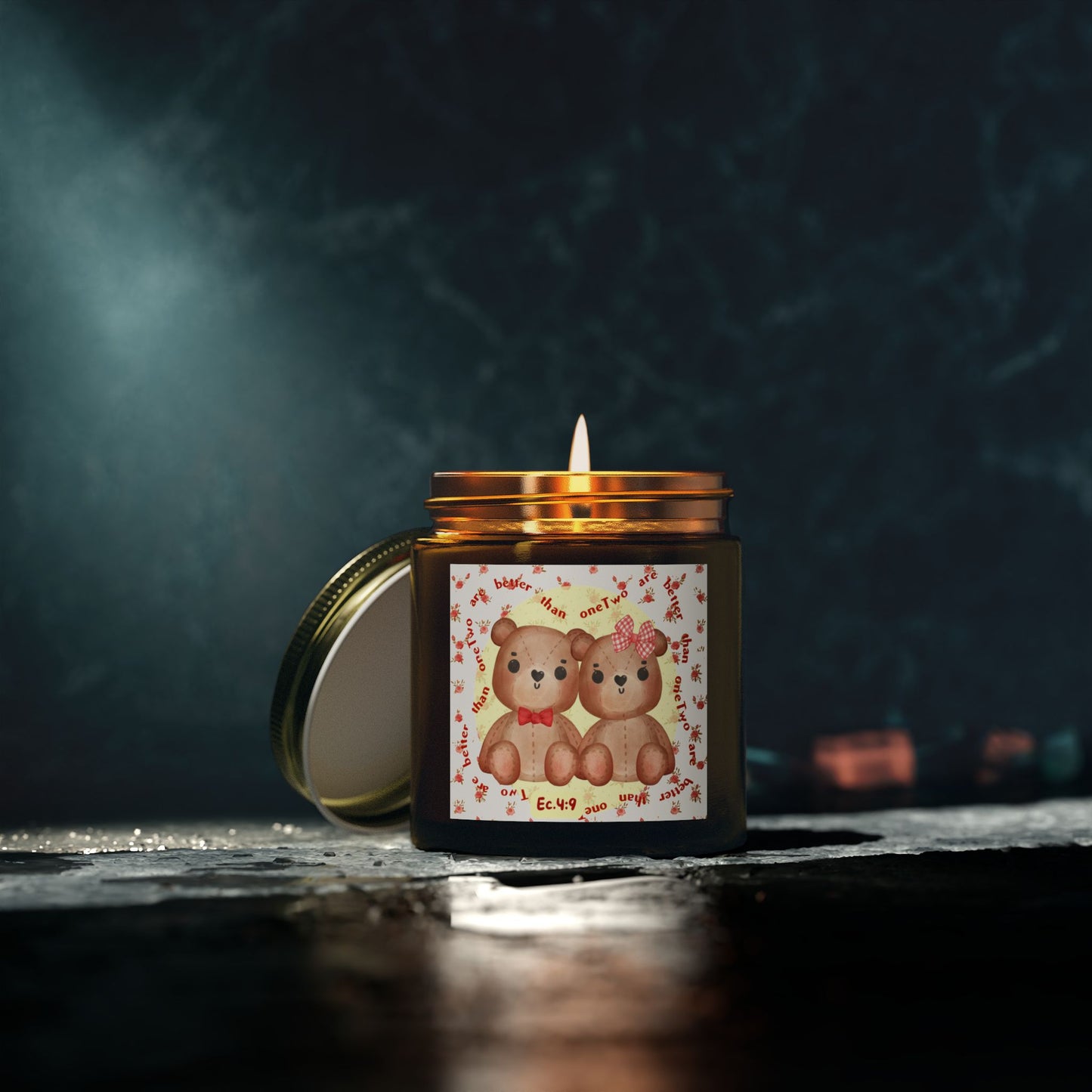 Teddy Bears & Flowers Scented Candle – Inspired by Ecclesiastes 4:9 🕯️🧸🌸