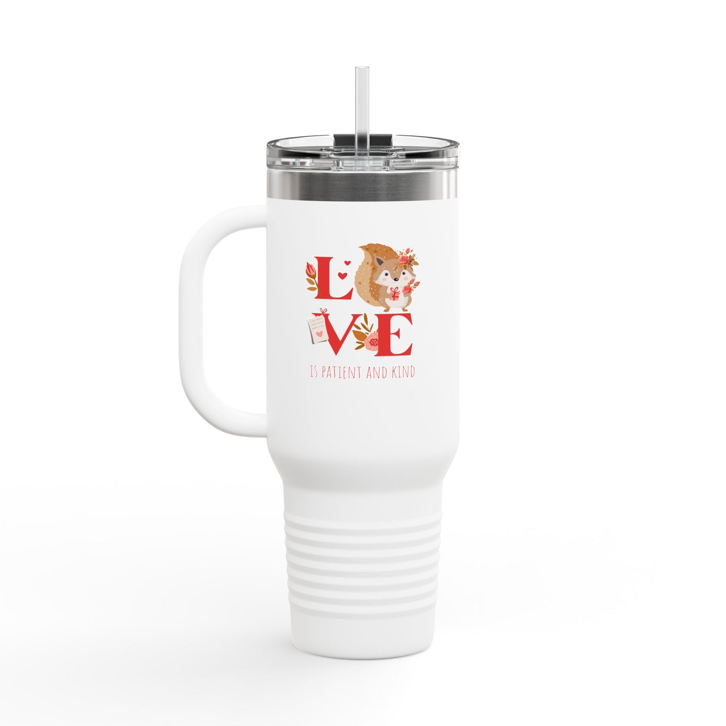 🚶‍♀️ LOVE IS 40oz Insulated Travel Mug – Valentine's Collection ❤️✝️