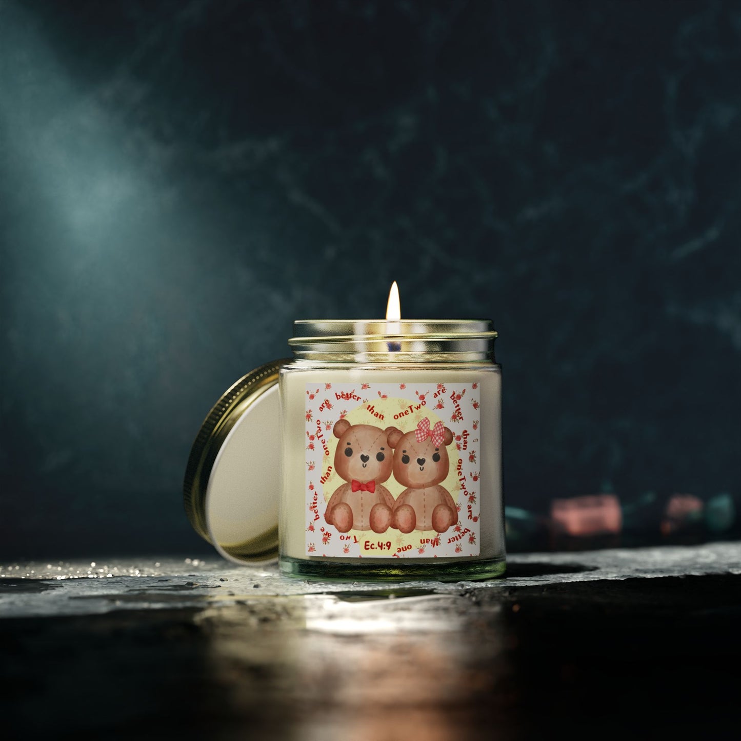 Teddy Bears & Flowers Scented Candle – Inspired by Ecclesiastes 4:9 🕯️🧸🌸