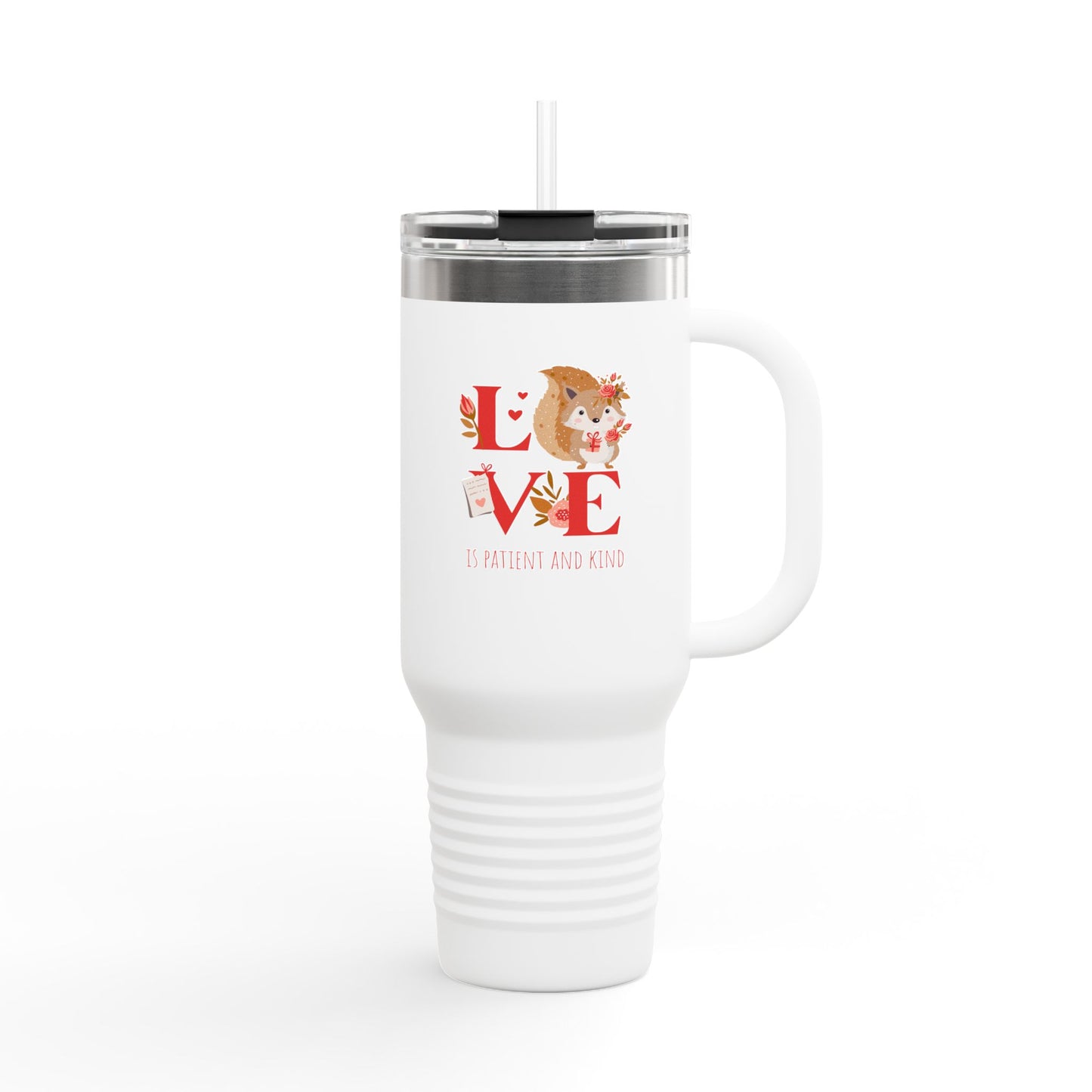 🚶‍♀️ LOVE IS 40oz Insulated Travel Mug – Valentine's Collection ❤️✝️