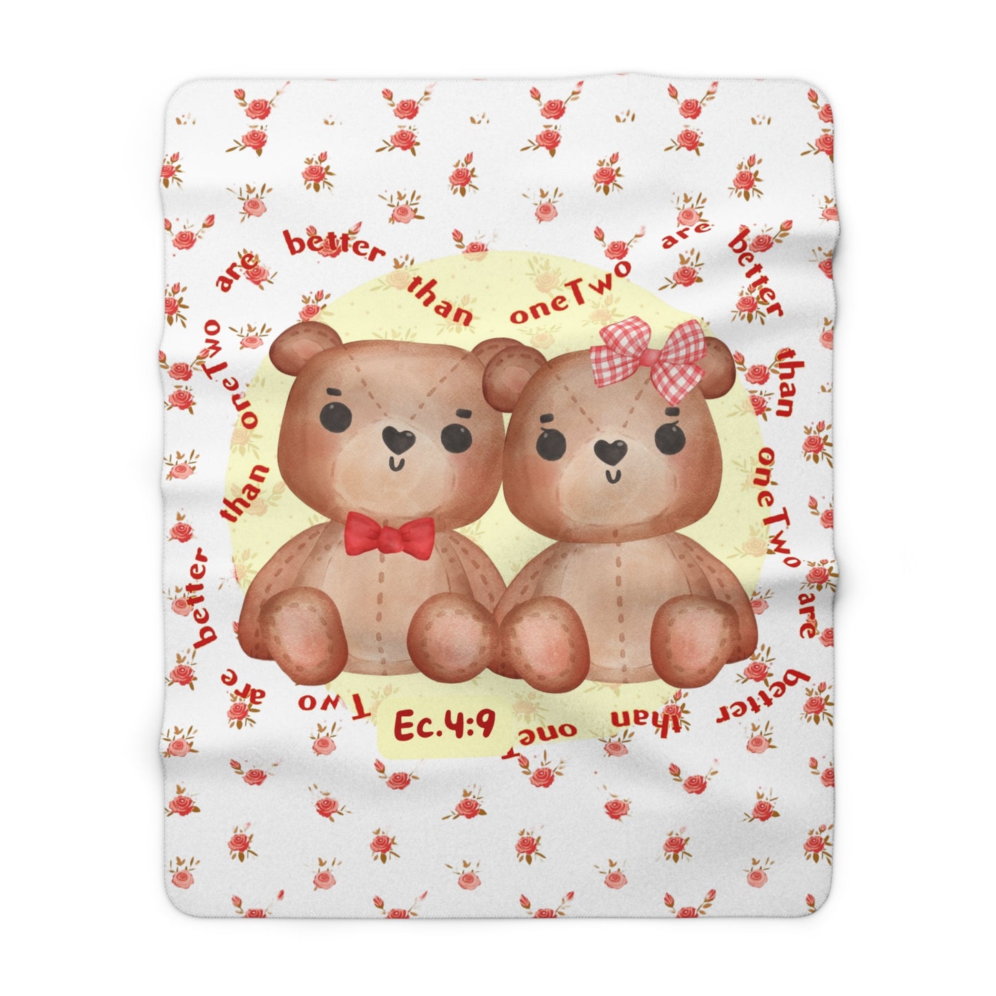 Teddy Bears & Flowers Fleece Blanket – Inspired by Ecclesiastes 4:9 🧸🌸