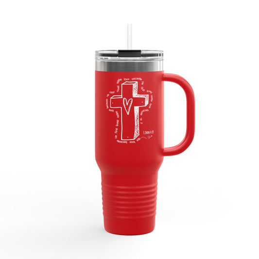 Faith Overflows – 40oz Insulated Travel Mug ✝️💖